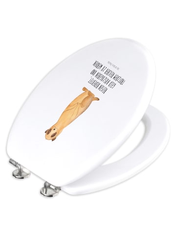 Mr. & Mrs. Panda holz wc sitz Erdmännchen mit Spruch in Weiß