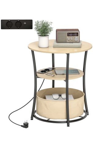 HOMCOM Beistelltisch-Ø50 x 55,1H cm-Naturholz