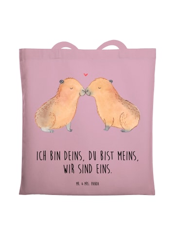 Mr. & Mrs. Panda Tasche Capybara Liebe mit Spruch in Rosa Pastell