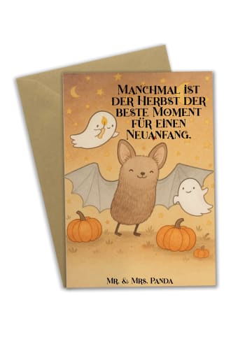 Mr. & Mrs. Panda Grußkarte Fledermaus Gespenster Design mit Spruch in Weiß