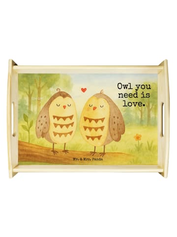 Mr. & Mrs. Panda Tablett Eulen Liebe Design mit Spruch in Weiß
