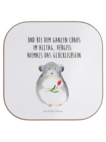 Mr. & Mrs. Panda Untersetzer Chinchilla Blume mit Spruch in Weiß