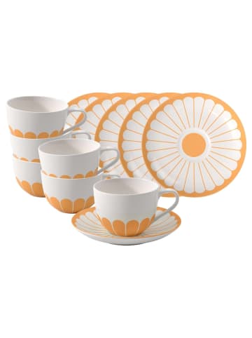 Villeroy & Boch 6er Set Cappuccinotassen mit Untertassen Fleur Couleur in 300 ml in Soleil