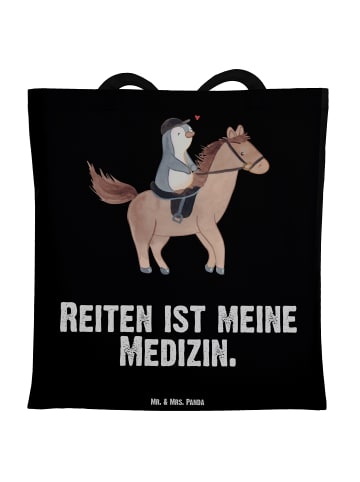 Mr. & Mrs. Panda Tragetasche Pferd Reiten mit Spruch in Schwarz