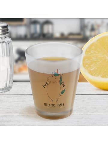 Mr. & Mrs. Panda Schnapsglas Einhorn Fitness ohne Spruch in Transparent