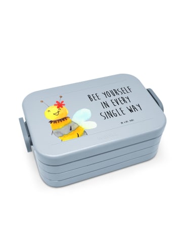 Mr. & Mrs. Panda MEPAL Bentobox Biene Blume Motiv mit Spruch in Blau Pastell