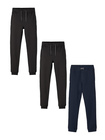 name it Basic Jogginghose 3-er Stück Set Sweatpants NKMSWEAT in Schwarz-Blau