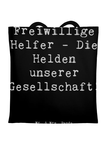 Mr. & Mrs. Panda Shopping Tasche Spruch Freiwilliger Held mit Sp... in Schwarz