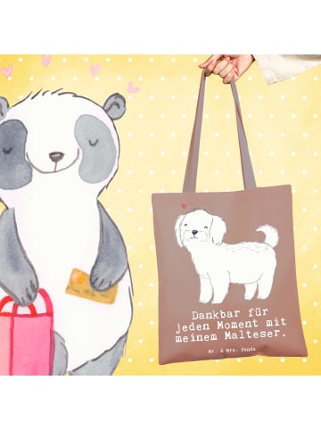 Mr. & Mrs. Panda Tragetasche Malteser Moment mit Spruch in Braun Pastell