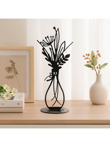 UNUS Deko Aufsteller aus Metall Blumenvase 35 cm in Schwarz