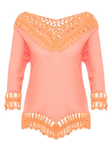 IZIA Damen Tunika Mit Häkelpart in Orange