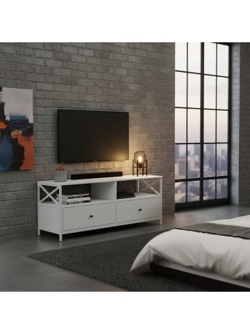 relaxdays TV-Lowboard in Weiß - (B)120 x (H)50 x (T)40 cm