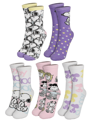 Snoopy 5er Pack The Peanuts Snoopy Socken Sneaker Strümpfe in Mehrfarbig