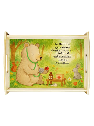 Mr. & Mrs. Panda Servier Tablett Bär Arzt Design mit Spruch in Weiß