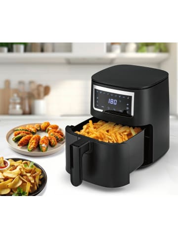 Gourmet Maxx Heißluft-Fritteuse Digital 4l 1300W schwarz matt Schwarz