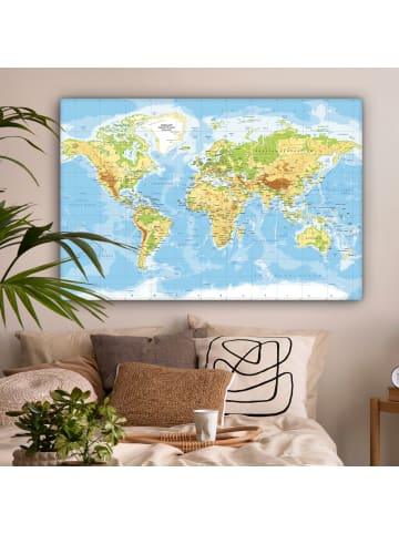 MuchoWow Leinwand Bilder Detailreiche Weltkarte