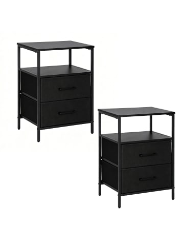 relaxdays 2 x Nachttisch in Schwarz - (B)38 x (H)61 x (T)28 cm