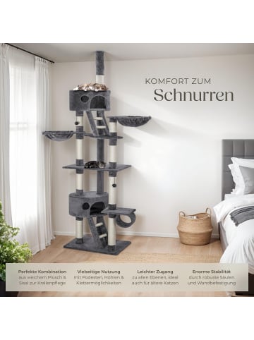 tectake Katzenbaum Hansi 260 cm - Diverse Farben - Grau