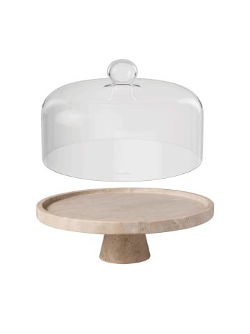 Villeroy & Boch Servierschale mit Fuß und Cloche Manufacture Travertine in beige