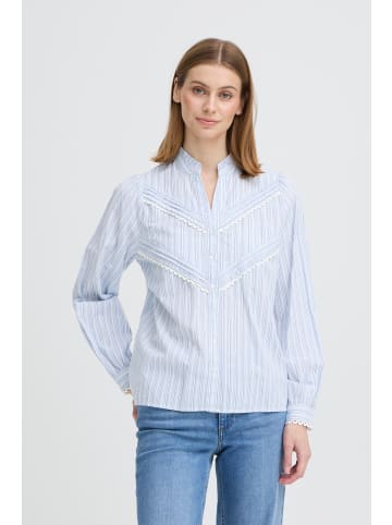 ICHI Langarm IHLITU Regular fit in CREME W. BLUE STRIPE