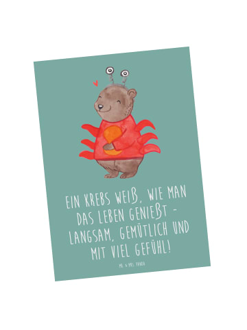 Mr. & Mrs. Panda Postkarte Krebs Genießer mit Spruch in Meeresbrise