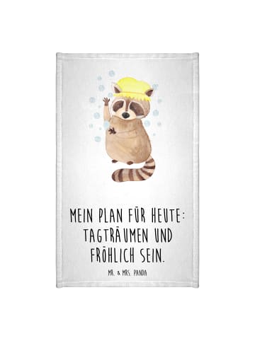 Mr. & Mrs. Panda Gästetuch Waschbär mit Spruch in Weiß