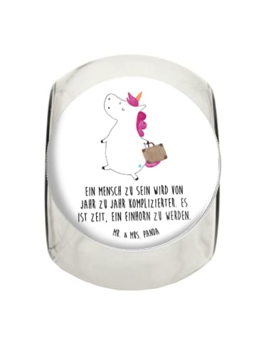 Mr. & Mrs. Panda Bonbonglas Einhorn Koffer mit Spruch in Weiß