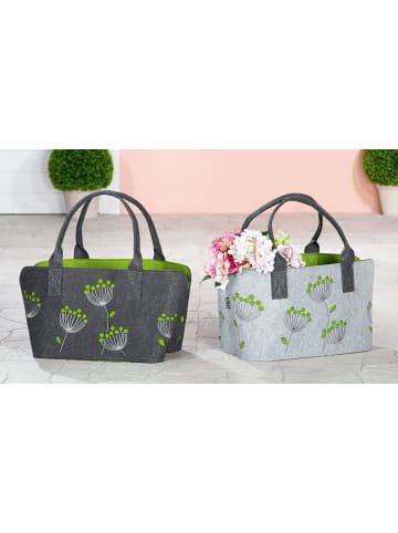 GMD Living 2er Set Filztasche Dillblütenmotiv in Grau & Grün