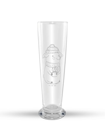 Mr. & Mrs. Panda Glas mit Gravur Schwein Glühwein ohne Spruch in Transparent