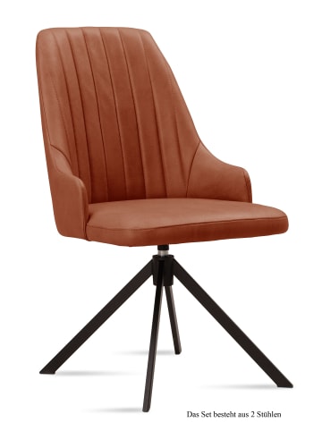 58 aufm Kessel ESSZIMMERSTUHL drehbar (2er-Set) Denise 52x91x60 Schwarz/Cognac