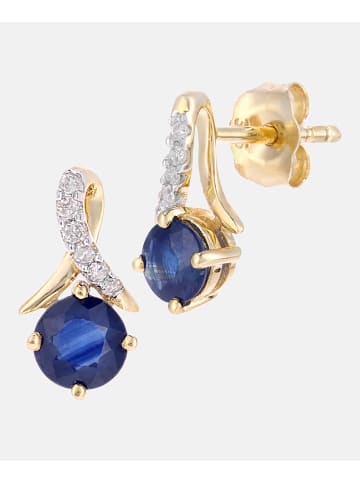 Diamant L'éternel Ohrringe aus 375 Gelbgold mit 0.05 Karat Diamant mit Saphir