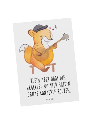 Mr. & Mrs. Panda Postkarte Ukulele Magie mit Spruch in Weiß