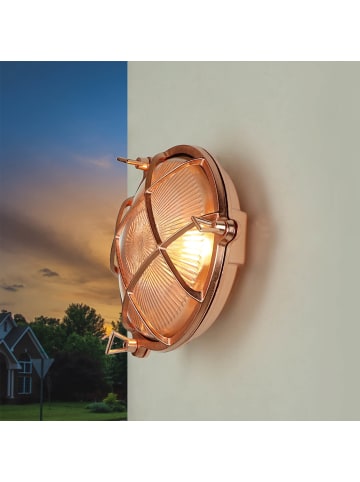 Licht-Erlebnisse Außen Wandlampe Ø 21 x (H)21 cm in Kupfer