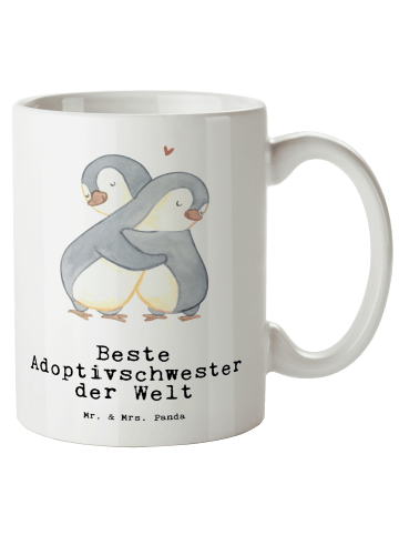 Mr. & Mrs. Panda XL Tasse Pinguin Beste Adoptivschwester der Wel... in Weiß