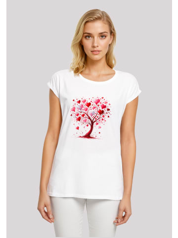 F4NT4STIC Extended Shoulder T-Shirt Herz Baum Aquarell Druck in weiß