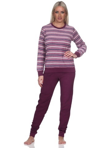 NORMANN Frottee Schlafanzug langarm Pyjama Bündchen - 82772 in lila