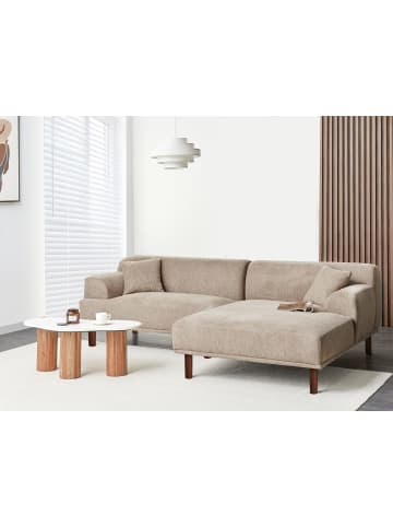 Beliani 3-tlg Ecksofa HOLT in Beige/Braun linksseitig