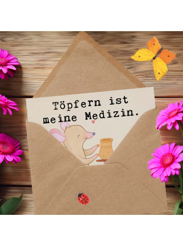 Mr. & Mrs. Panda Klappkarte Maus Töpfern Design mit Spruch in Weiß