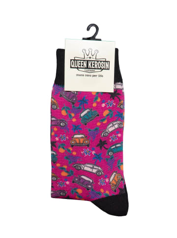 Queen Kerosin Queen Kerosin Socken Vintage Car in pink