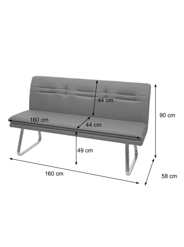 MCW Sitzbank H70 mit Rückenlehne, Creme-beige 160cm