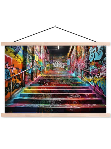 MuchoWow Poster mit Leiste Bunte Treppe (BxH)
