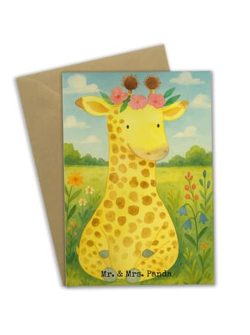 Mr. & Mrs. Panda babykarte Giraffe Blumenkranz Design ohne Spruch in Weiß