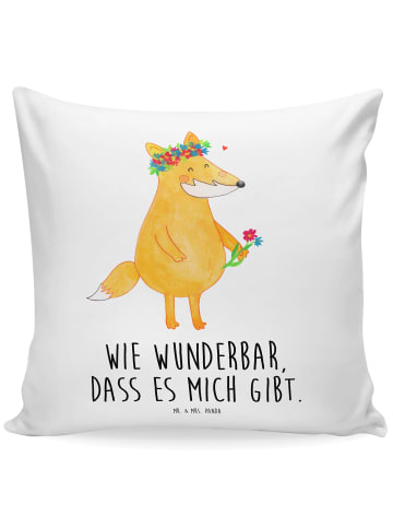 Mr. & Mrs. Panda 40x40 Kissen Fuchs Blumen mit Spruch in Weiß