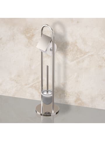 relaxdays WC Garnitur in Silber - (H)79 x Ø 22 cm