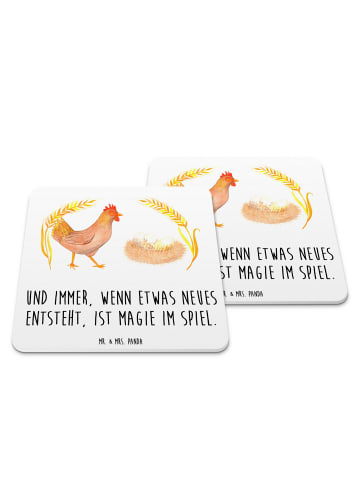 Mr. & Mrs. Panda Tischuntersetzer Huhn Stolz mit Spruch in Weiß