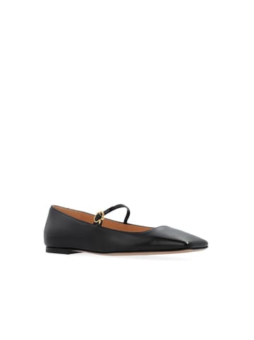 Schwarz Kalbsleder Ballerina Flache Schuhe