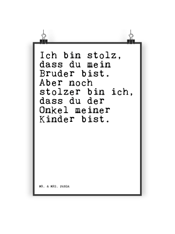 Mr. & Mrs. Panda Poster Ich bin stolz, dass... mit Spruch in Weiß