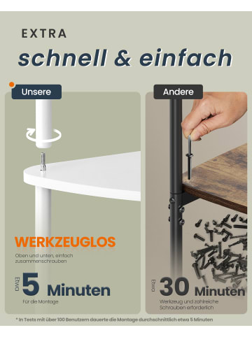 SONGMICS HOME Eckregal Braylin in Schneeweiß - (B)27 x (H)139 x (T)38.3 cm