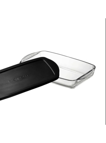 Pasabahce Borcam Backform aus Glas 3,85L mit Deckel Ideal für kuchen, in Schwarz