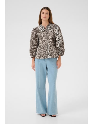 Karen By Simonsen Langarm-Bluse KBUlrike Feminine in Ulrike print - Simply taupe